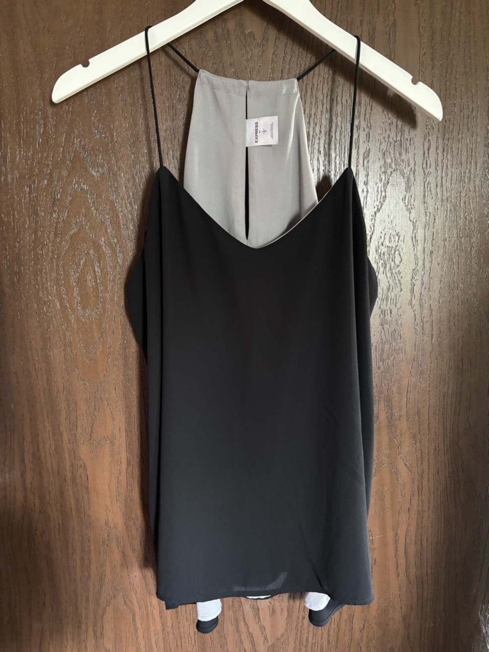 Express Reversible Black/Gray Sleeveless V-Neck Tank Top